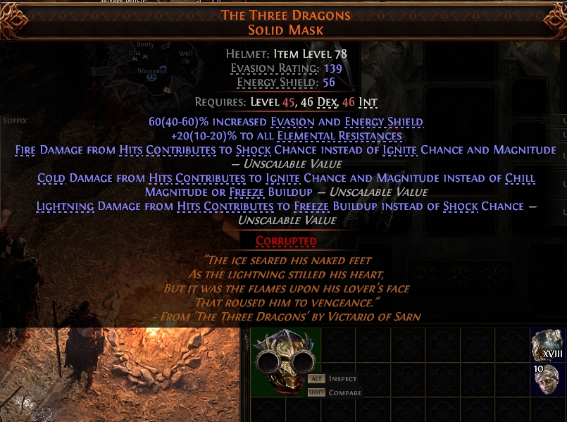 MMOJUGG Path of Exile 2 THE THREE DRAGONS SOLID MASK#933593 Details View of Item Function and Use